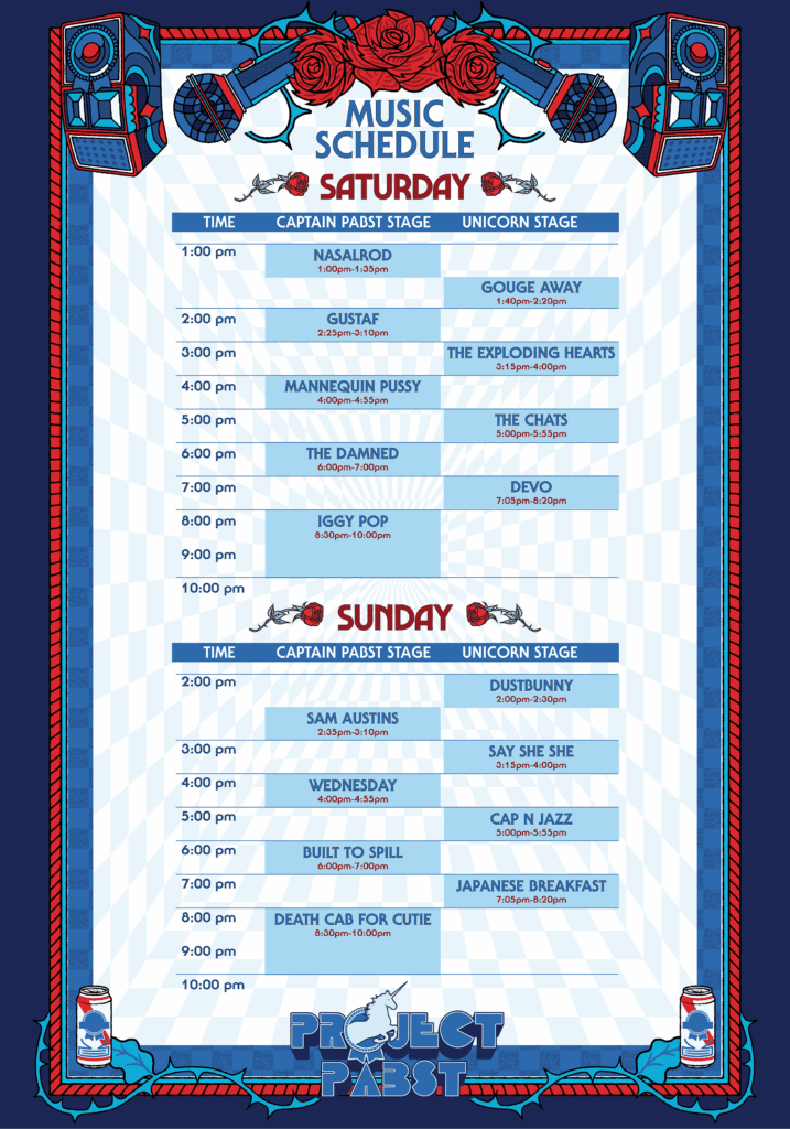 Project Pabst 2025 Music Schedule